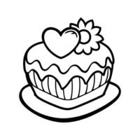Cute hand drawn cake with a heart and flower design perfect for various celebrations vector