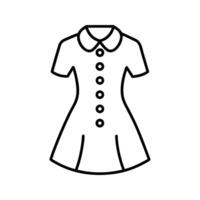 Line Drawing Short Sleeved Button Dress with Peter Pan Collar vector