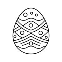 Black line art illustration of an Easter egg with geometric pattern design, zigzags, triangles, and dots, clean outline, white background vector