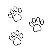 Three Black Outline Paw Prints on White Background vector