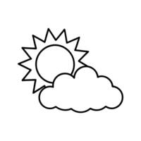 Sun and Cloud Line Art Simple Weather Icon vector