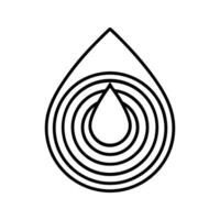 Black Line Art Teardrop Water Drop Concentric Circles Design vector