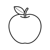 Simple Line Drawing of a Red Apple with Leaf fruit vector