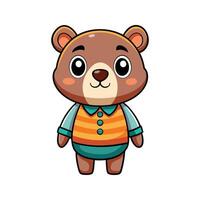 Adorable cartoon bear character in colorful clothing smiling with cheerful expression vector