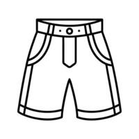 Line Art Illustration of Mens Shorts with Belt Loops and Pockets vector