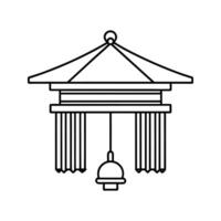 Line Drawing Japanese Style Hanging Lamp Lantern line art vector
