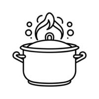 Boiling Pot Line Art Illustration Simple Cooking Icon vector