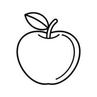 Simple Line Drawing Red Apple with Leaf Stem fruit vector