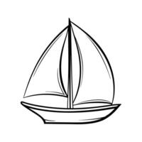 Simple black and white illustration of a sailboat on a white background for design vector