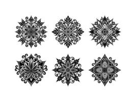 Elegant ornament design collection featuring decorative floral patterns in black and white vector
