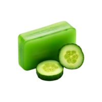 Soap with fresh cucumber slice on transparent background png