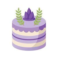 Artistic and decorative illustration of a layered cake decorated with lavender elements vector