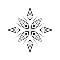 Black and white geometric star shaped ornament isolated on a white background vector