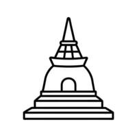 Black Line Art Drawing of a Stupa Temple buddhist architecture vector