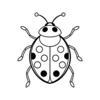 Black and White Ladybug Illustration Simple Line Art Design vector