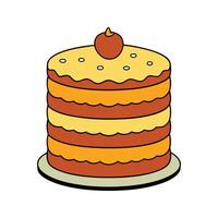 Colorful illustration of a layered cake with a cherry on top isolated on white background vector