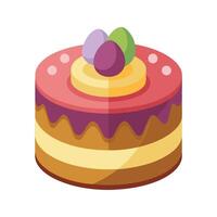 Festive illustration of an easter cake decorated with colorful eggs in a flat design vector