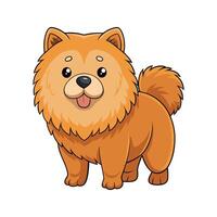 Adorable cartoon illustration of a friendly chow chow dog with fluffy orange fur vector