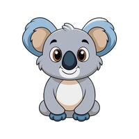 Cute cartoon koala bear sitting smiling with big round eyes in simple style vector