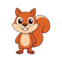 Adorable cartoon squirrel with a happy smile and a large fluffy tail isolated on white vector
