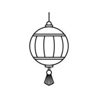 Line Art Hanging Round Lantern with Tassel hanging lantern vector