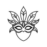 Black and White Carnival Mask with Feathers Design vector