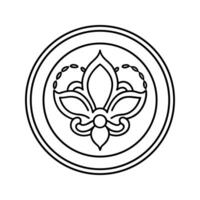 Black and White Circular Floral Design Element vector