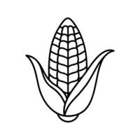 Black and White Line Drawing of an Ear of Corn maize vector