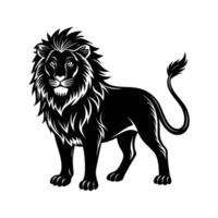 Powerful black lion illustration showing strength and pride on a clean white background vector