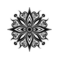 Intricate black and white floral mandala design geometric decorative element isolated vector