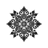 Intricate black and white floral ornament design featuring elegant swirls and detailed patterns vector