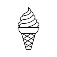 Ice Cream Cone Swirl Black Line Art Graphic soft serve vector