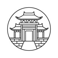 Line Art Asian Temple Gate Circular Design architecture vector