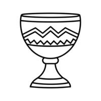 Black Line Art Goblet with Geometric Pattern chalice vector