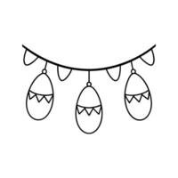 Black Line Art Easter Egg Garland Three Eggs Bunting vector