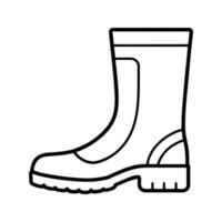 Black Outline Drawing of a Rubber Boot Side View footwear vector