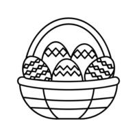 Easter Basket Black and White Line Art Four Eggs Geometric Patterns vector