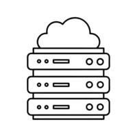 Cloud Server Data Storage Icon Black Outline vector
