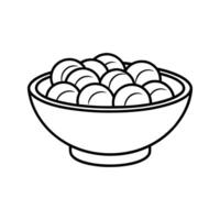 Line Art Bowl Filled with Round Objects black and white vector