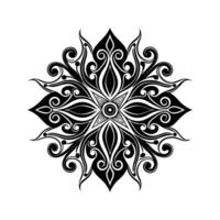Intricate black and white mandala design with floral and swirl decorative elements vector