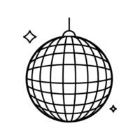 Black Line Art Disco Ball Icon with Sparkles mirror ball vector