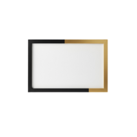 Close up of a rectangular frame with black and gold sides on transparent background png