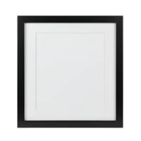 A square frame with a white matte is centered on transparent background png