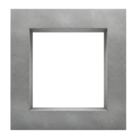 A gray square frame with a smooth inner edge surrounding a white square center on transparent background png