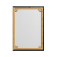 A canvas frame with a wooden inner frame and a white outer frame on transparent background png