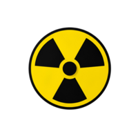 A yellow radiation symbol with triangular sections and a center circle on transparent background png