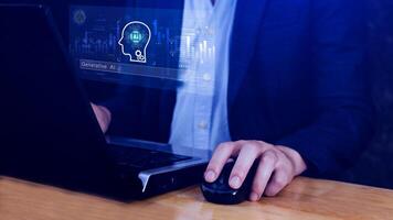 concept, using technology for working tools. Chat with AI, using technology smart robot AI, artificial intelligence to generate something. learning photo