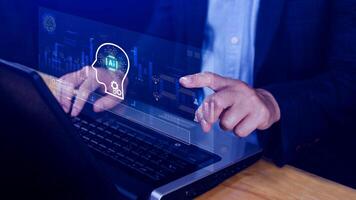concept, using technology for working tools. Chat with AI, using technology smart robot AI, artificial intelligence to generate something. chat photo