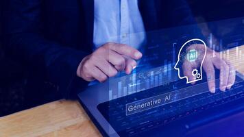 concept, using technology for working tools. Chat with AI, using technology smart robot AI, artificial intelligence to generate something. bot photo