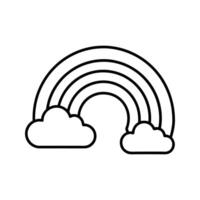 Black Line Art Rainbow Clouds Simple Icon white vector